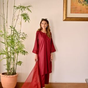 Burgundy Royale Lawn Dress